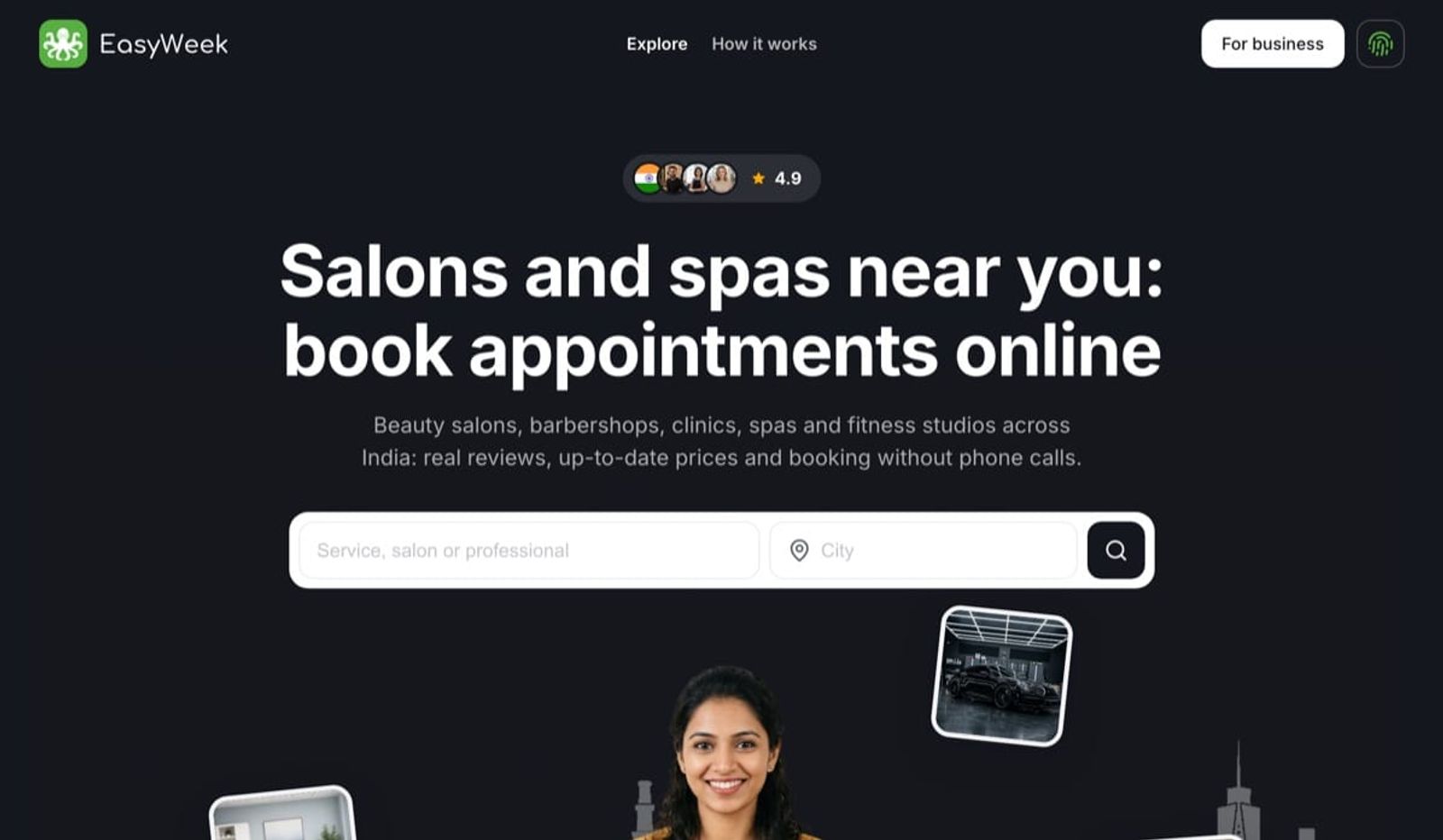 The EasyWeek catalog home page in India